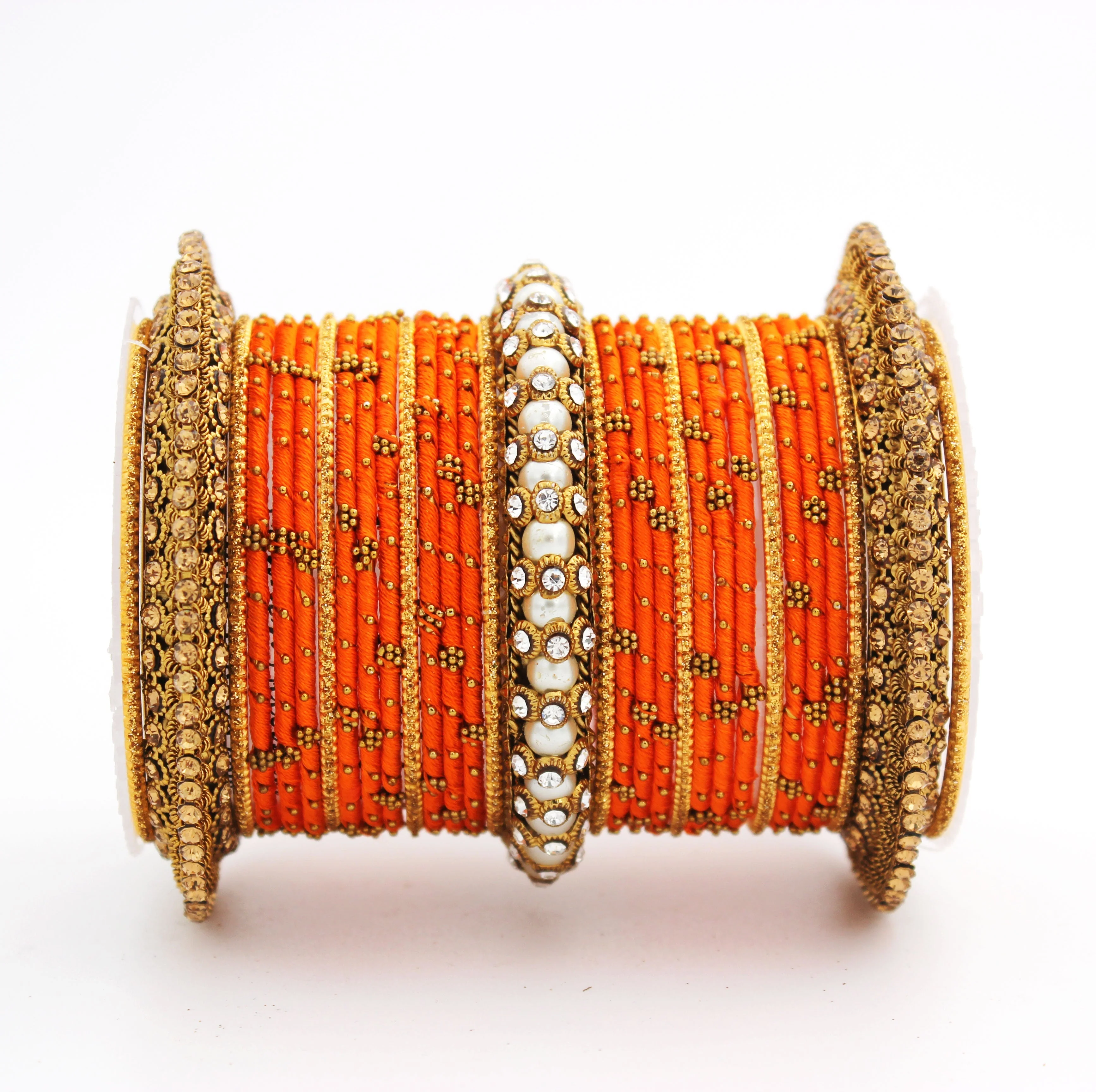 Traditional Thread bangle set with Pearl centre kada by Leshya - Image 16