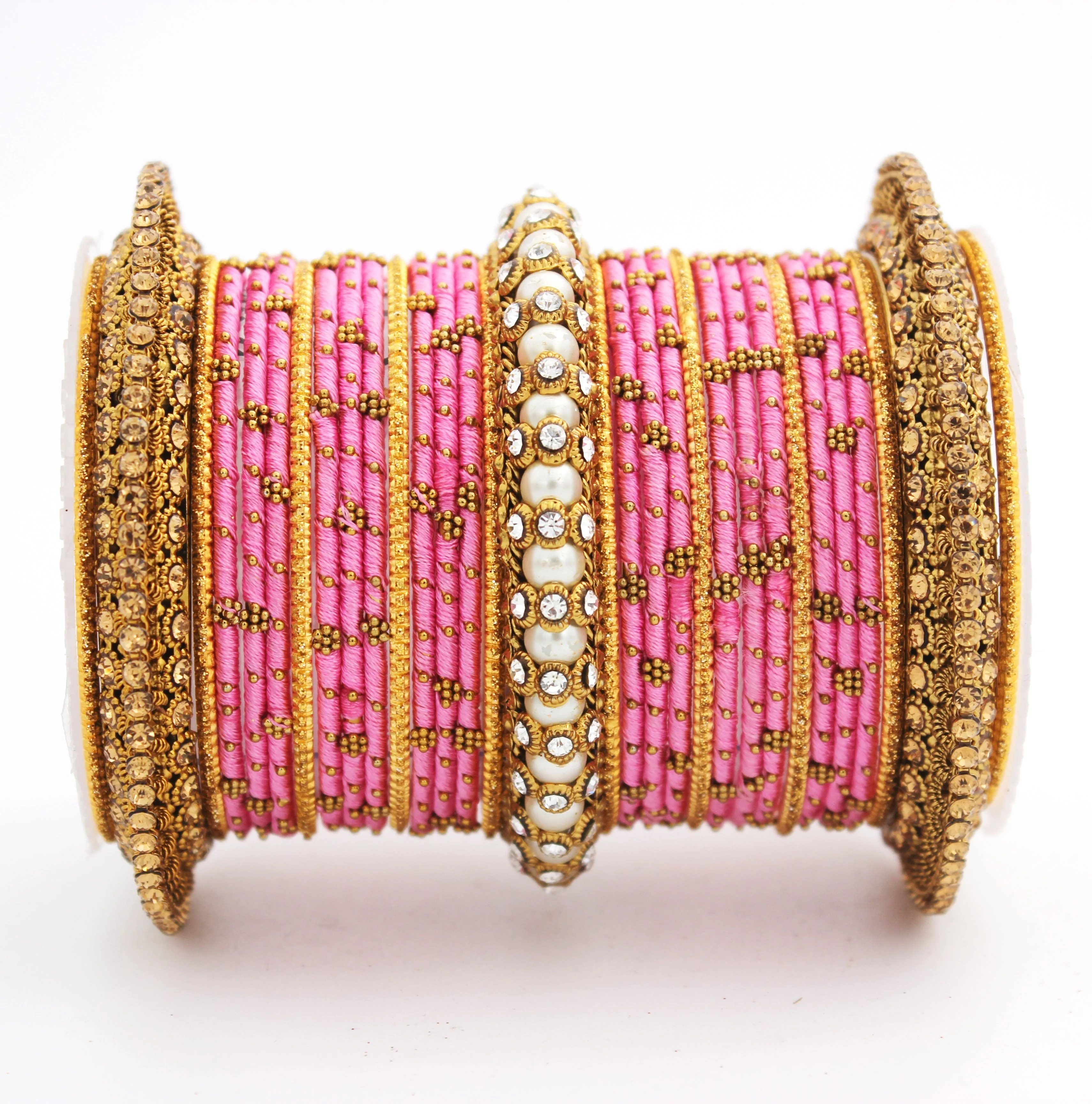 Traditional Thread bangle set with Pearl centre kada by Leshya - Image 20