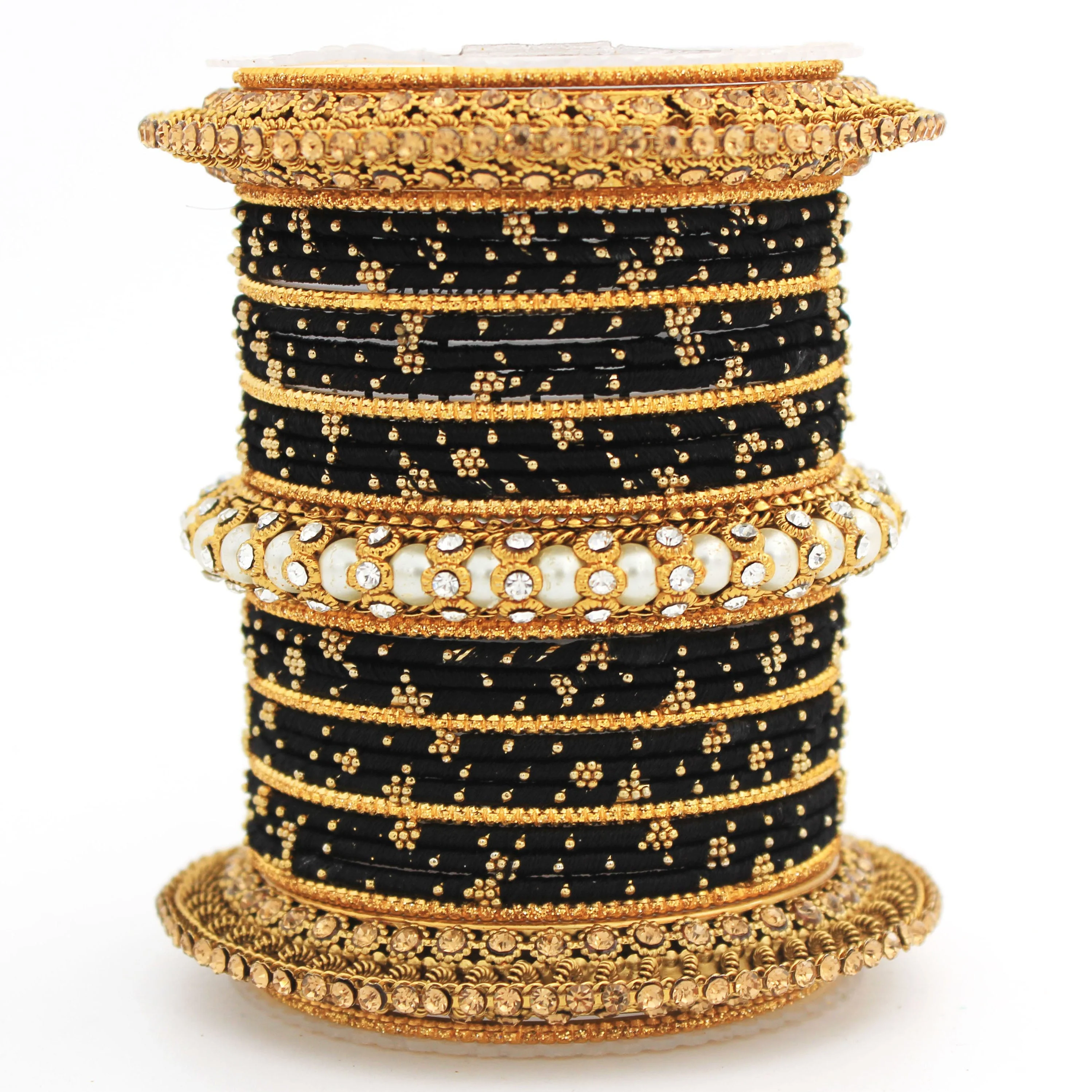 Traditional Thread bangle set with Pearl centre kada by Leshya - Image 7