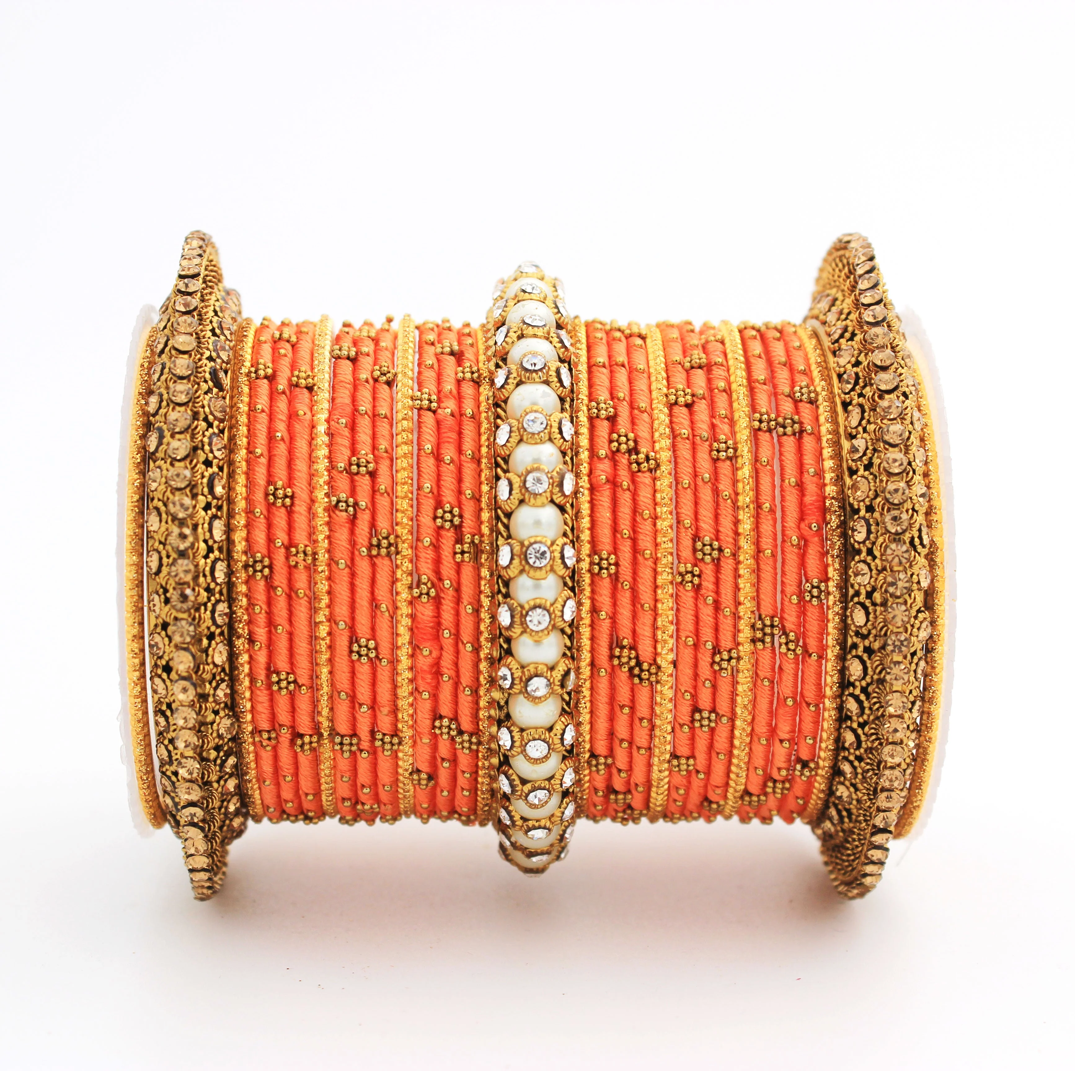 Traditional Thread bangle set with Pearl centre kada by Leshya - Image 18
