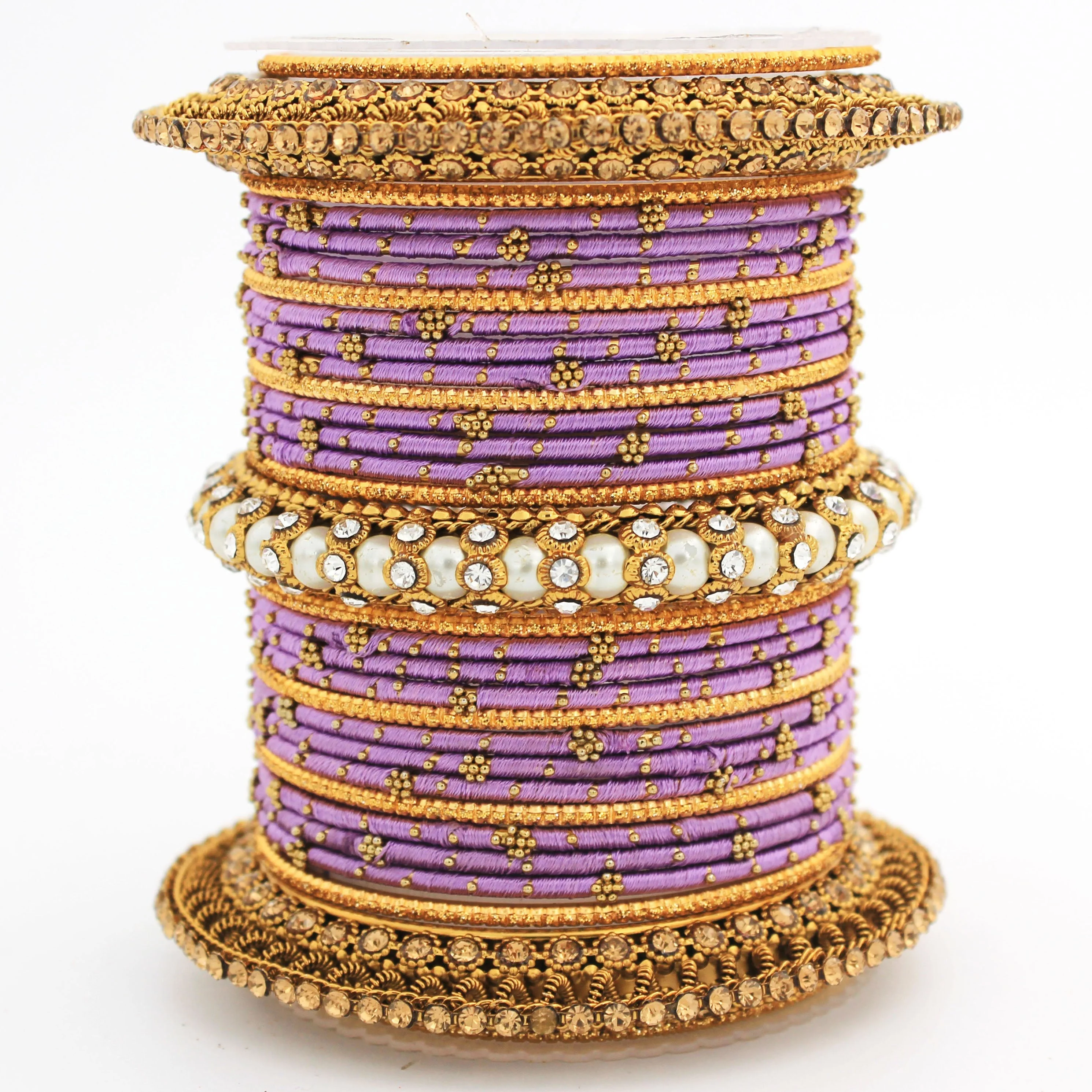 Traditional Thread bangle set with Pearl centre kada by Leshya - Image 24