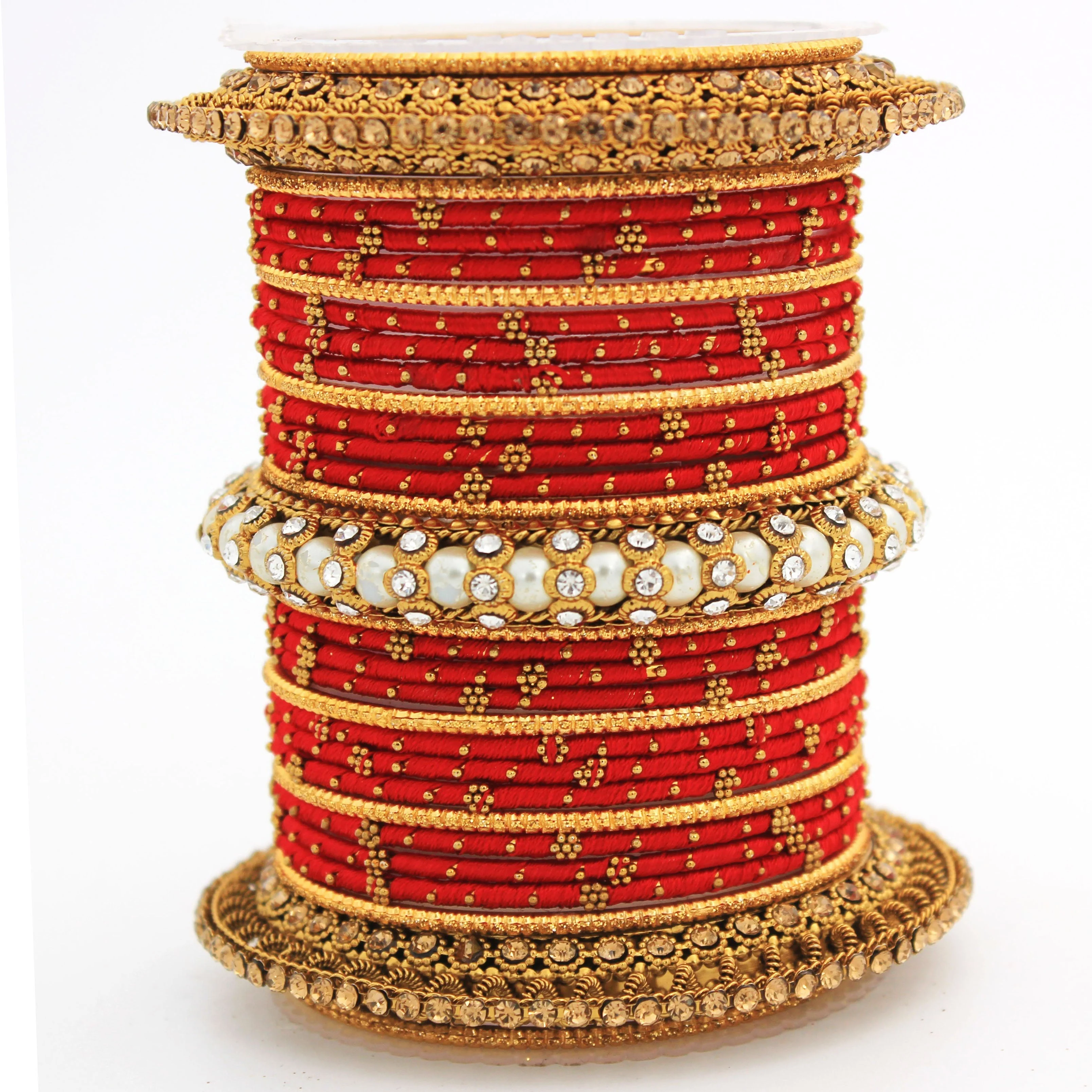 Traditional Thread bangle set with Pearl centre kada by Leshya - Image 6