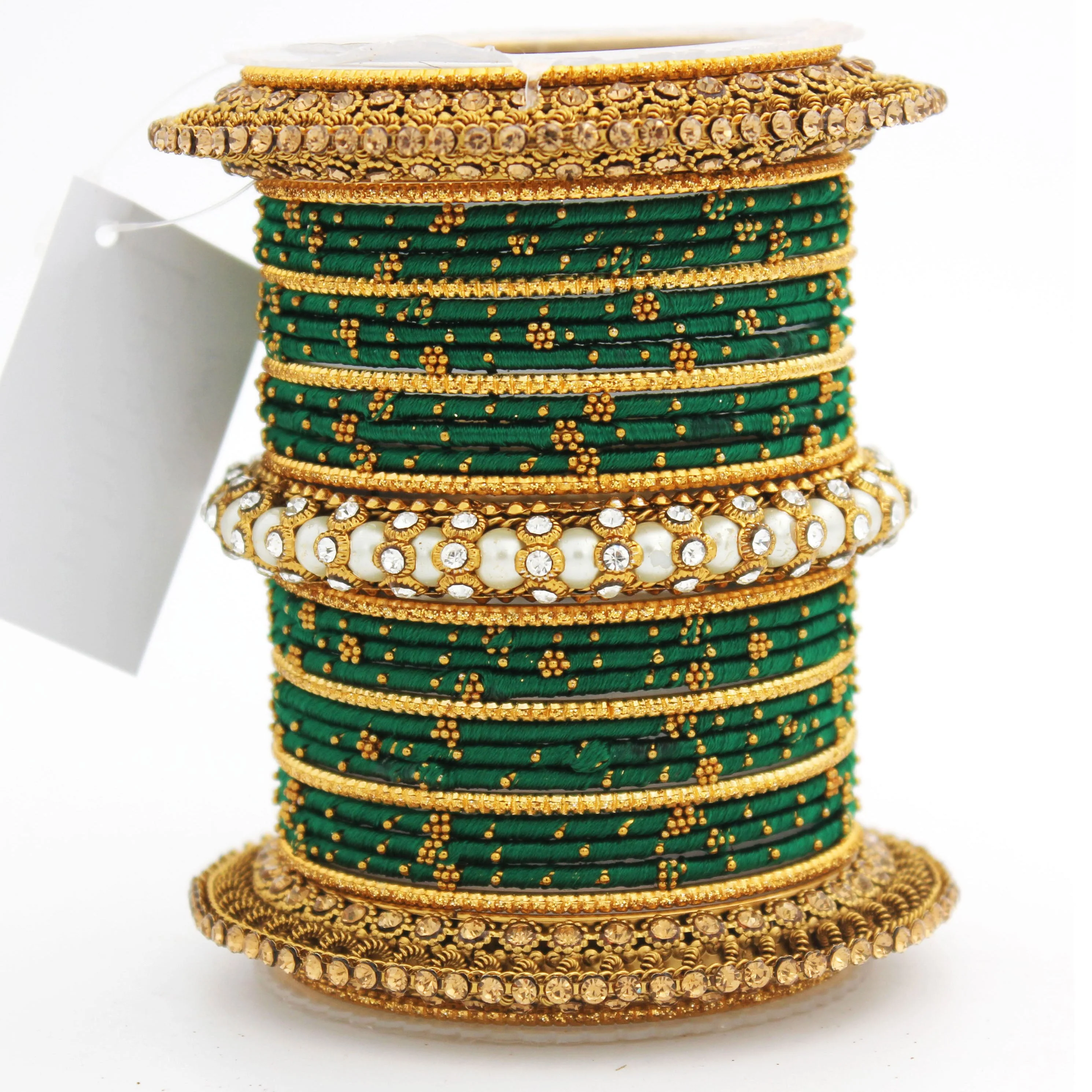 Traditional Thread bangle set with Pearl centre kada by Leshya - Image 12