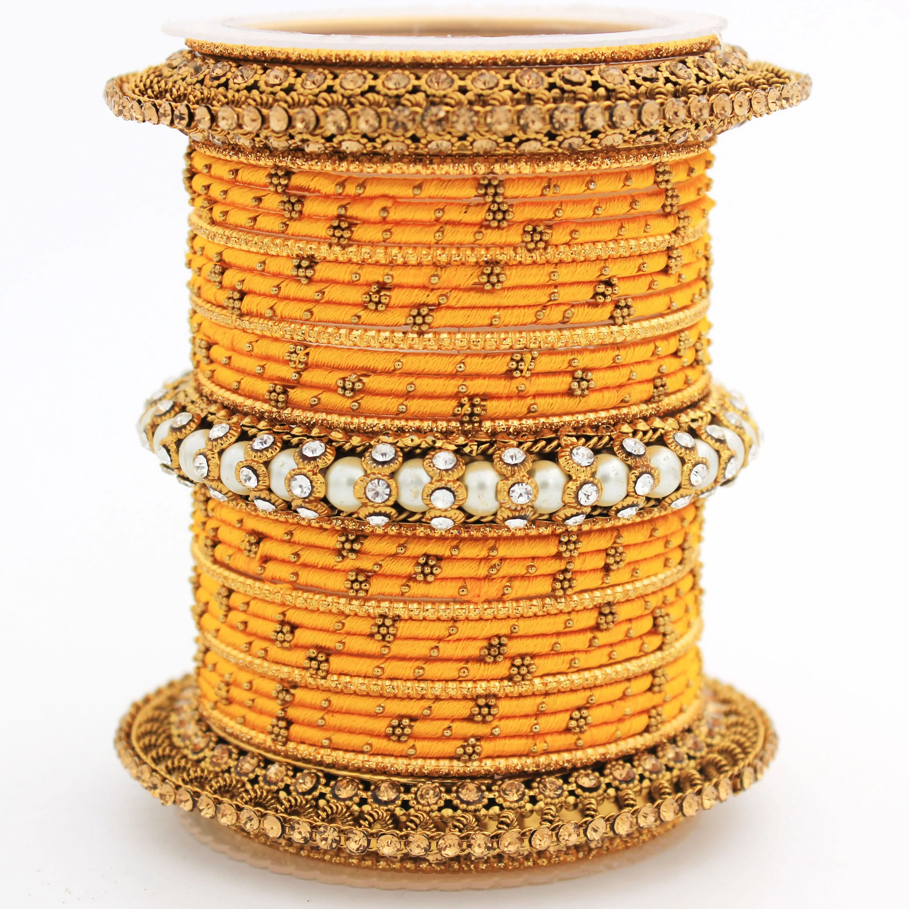 Traditional Thread bangle set with Pearl centre kada by Leshya - Image 14