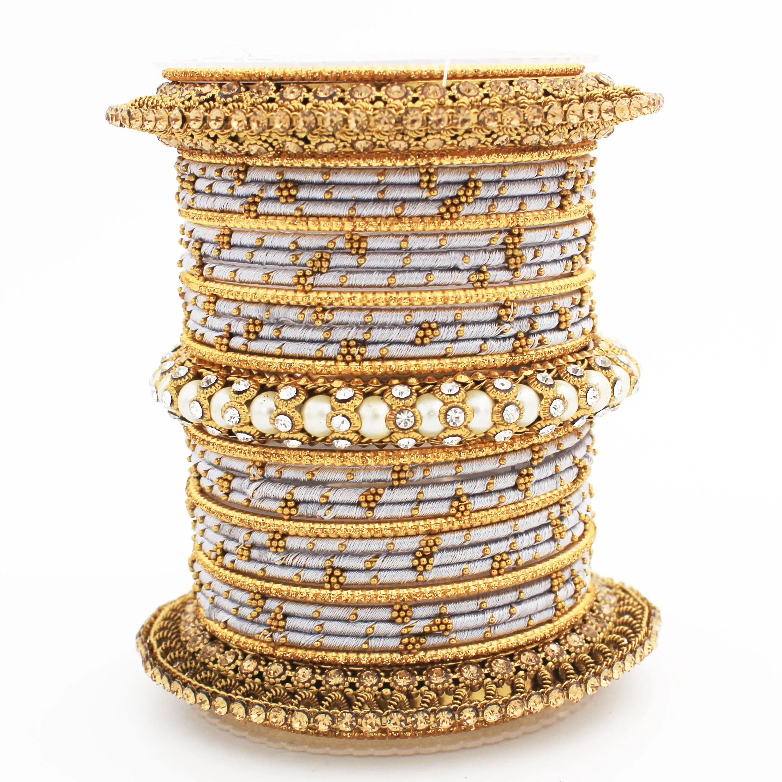 Traditional Thread bangle set with Pearl centre kada by Leshya - Image 28