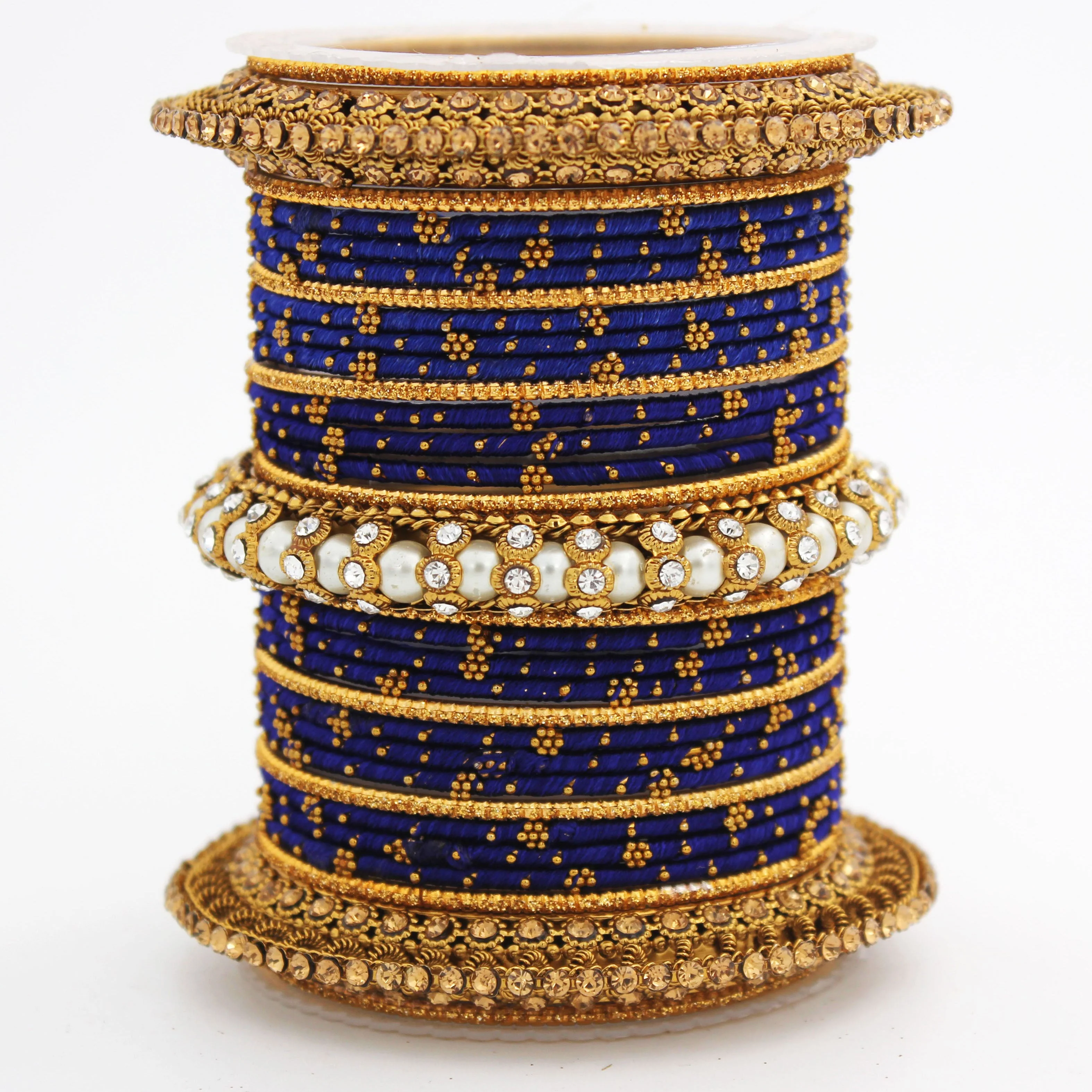 Traditional Thread bangle set with Pearl centre kada by Leshya - Image 31