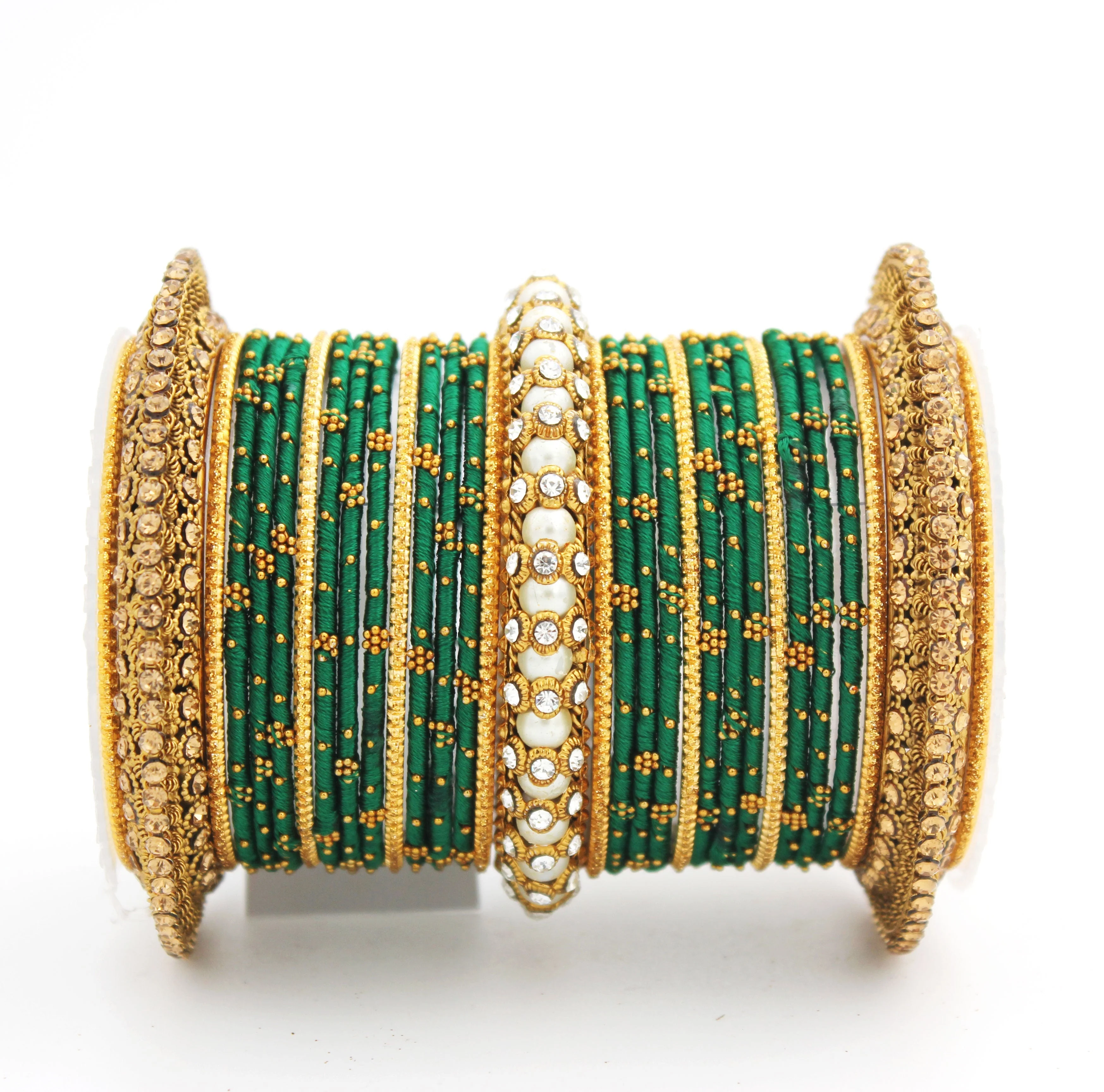 Traditional Thread bangle set with Pearl centre kada by Leshya - Image 15