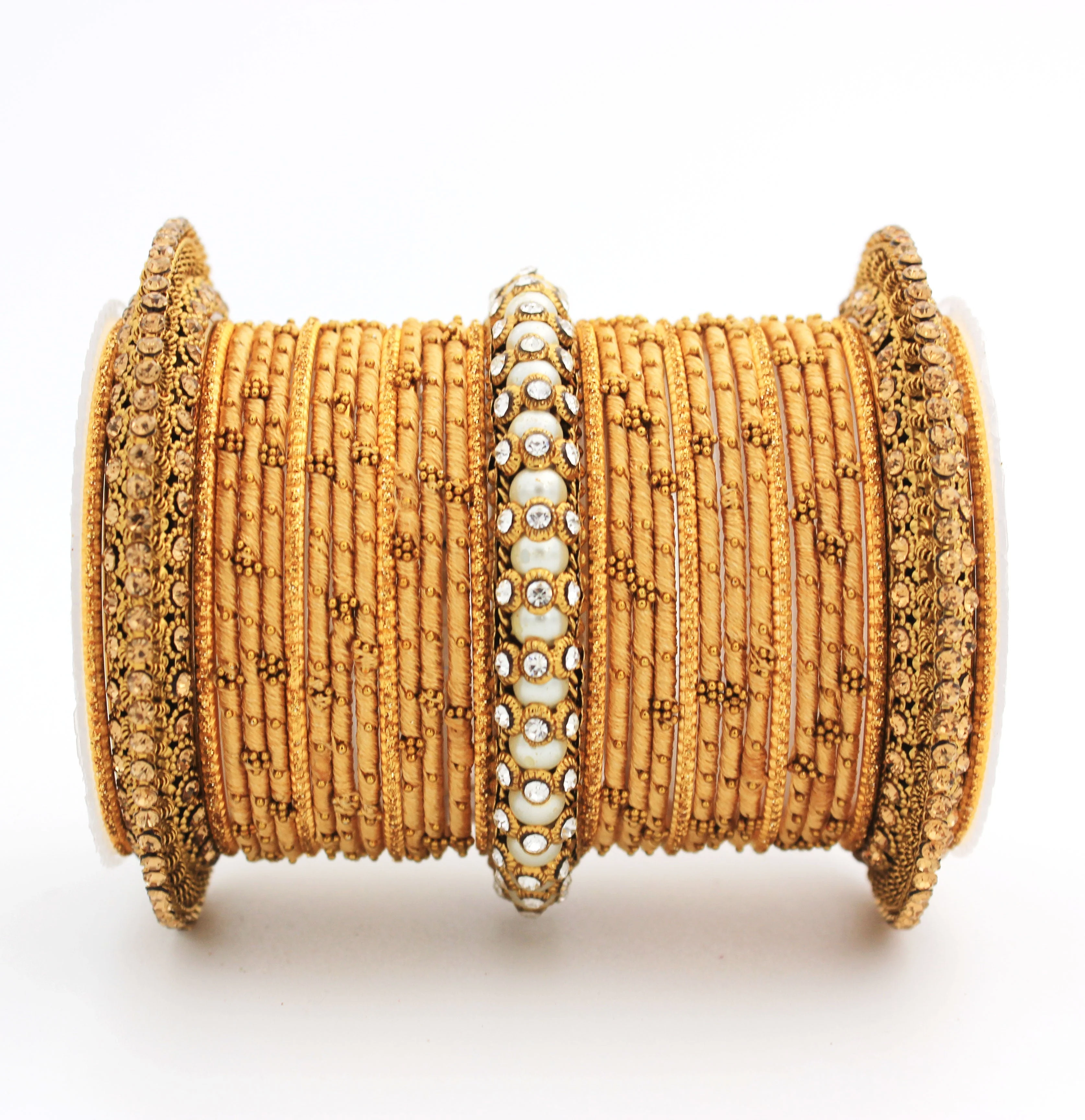 Traditional Thread bangle set with Pearl centre kada by Leshya - Image 4