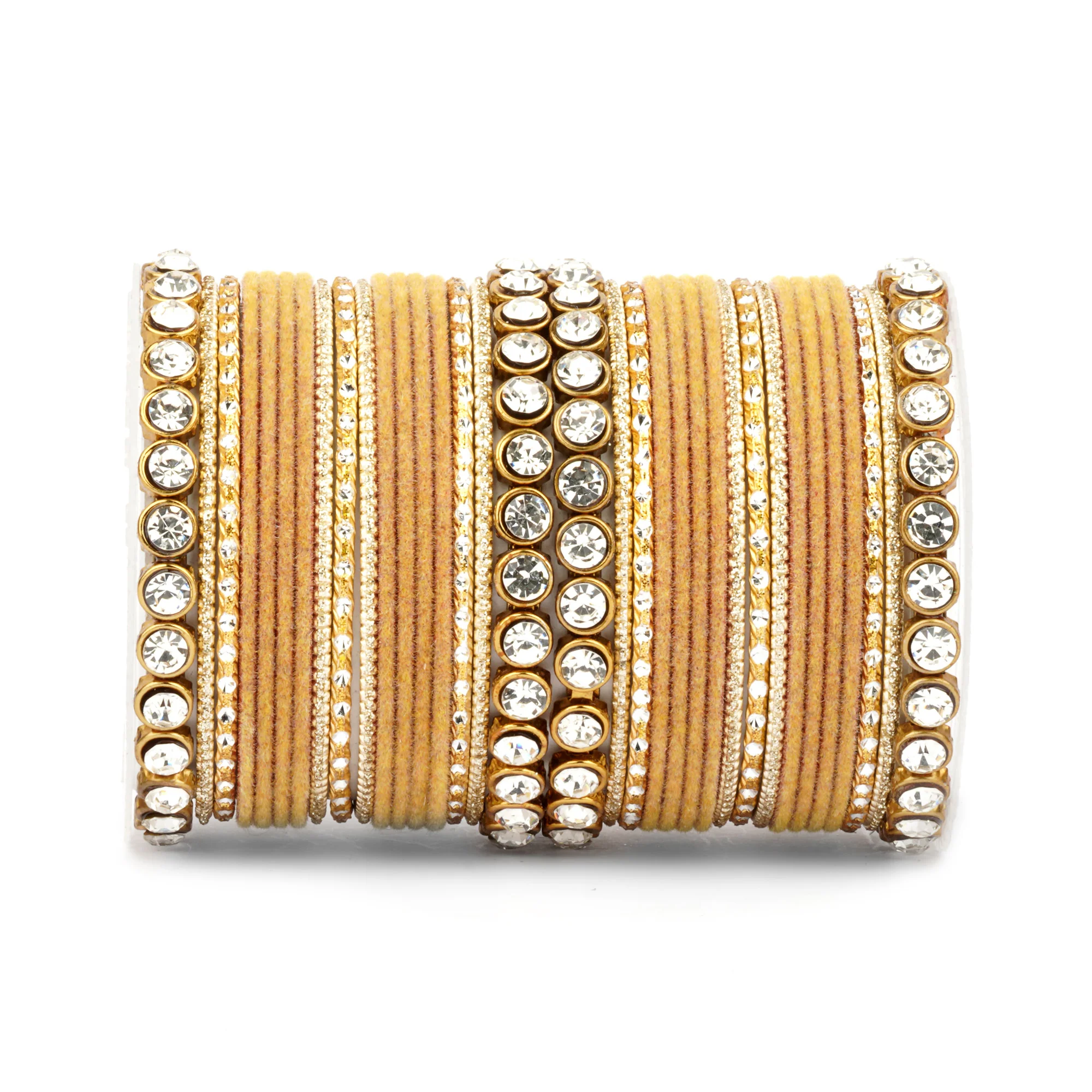 Traditional Velvet Bangle Set by Leshya with Stone Kadas for Women - Image 12