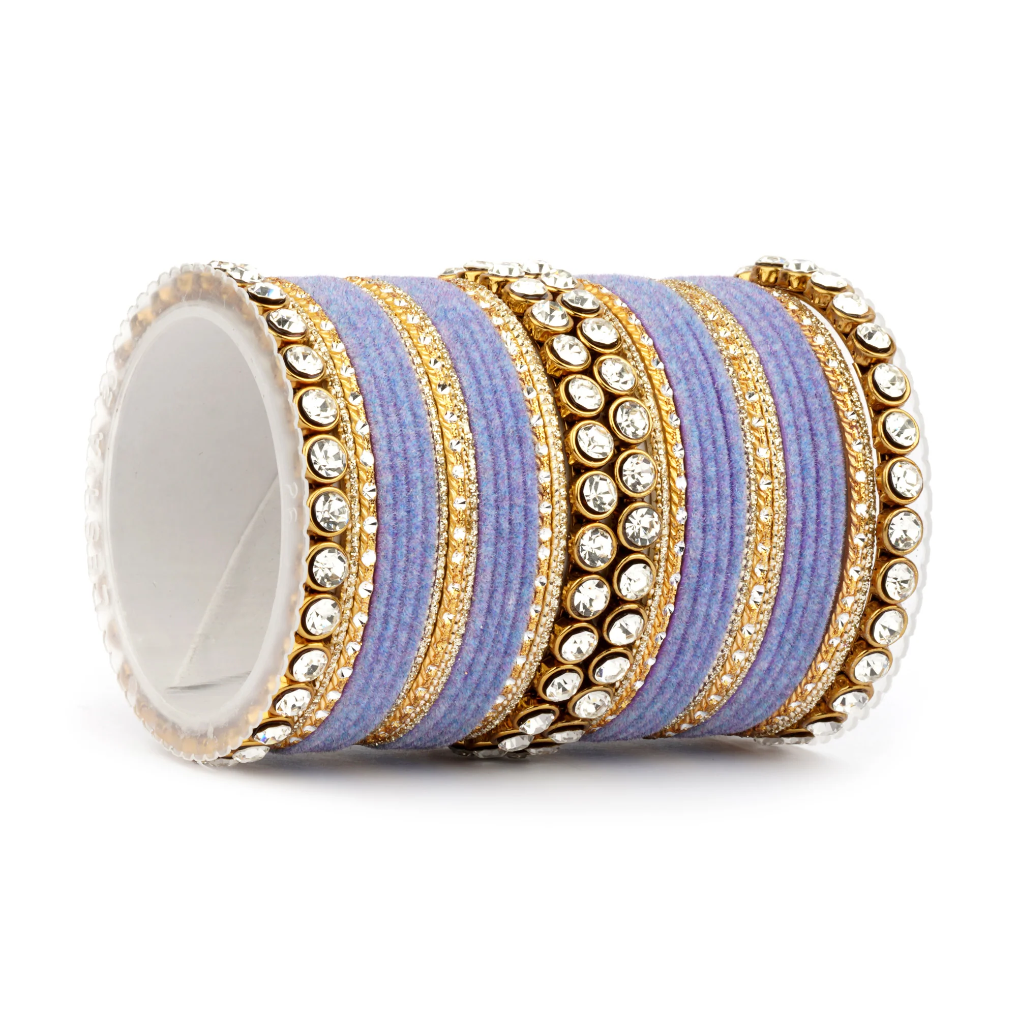 Traditional Velvet Bangle Set by Leshya with Stone Kadas for Women - Image 19