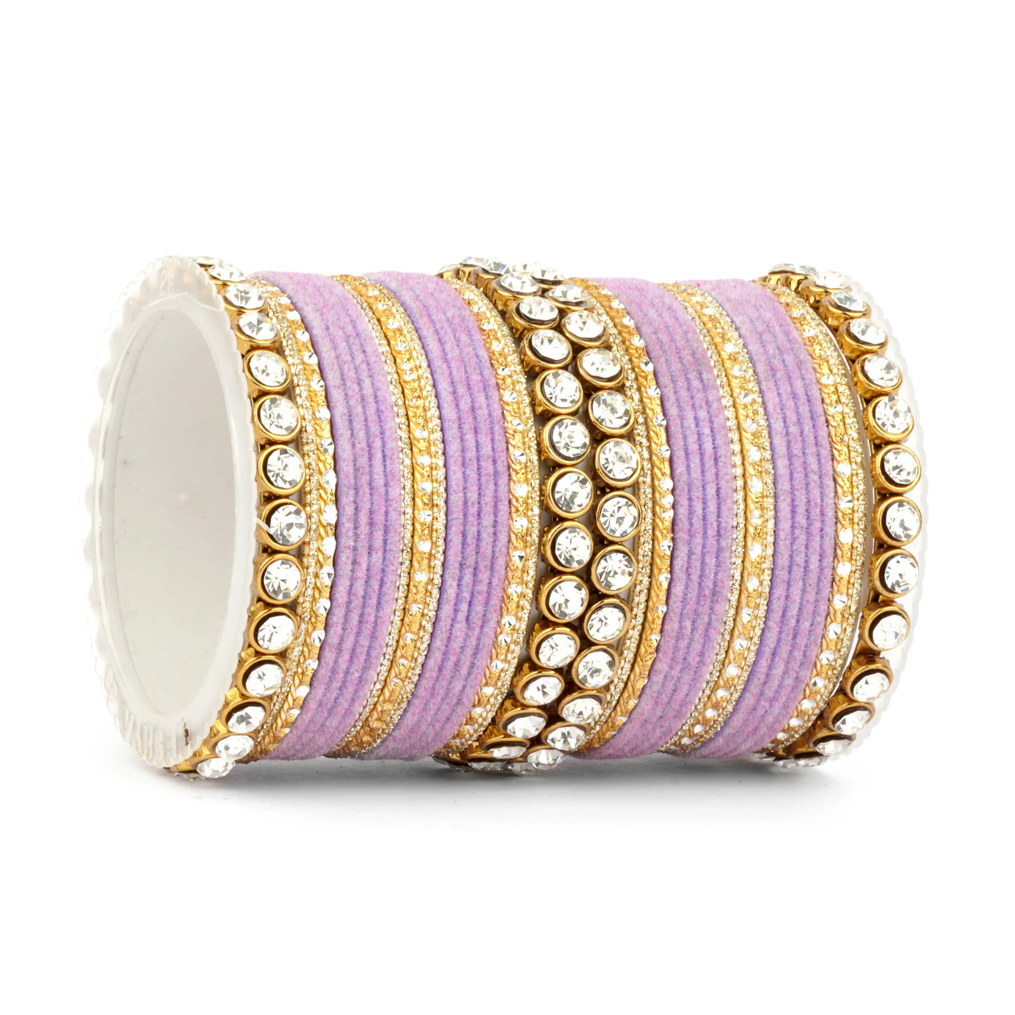 Traditional Velvet Bangle Set by Leshya with Stone Kadas for Women - Image 21