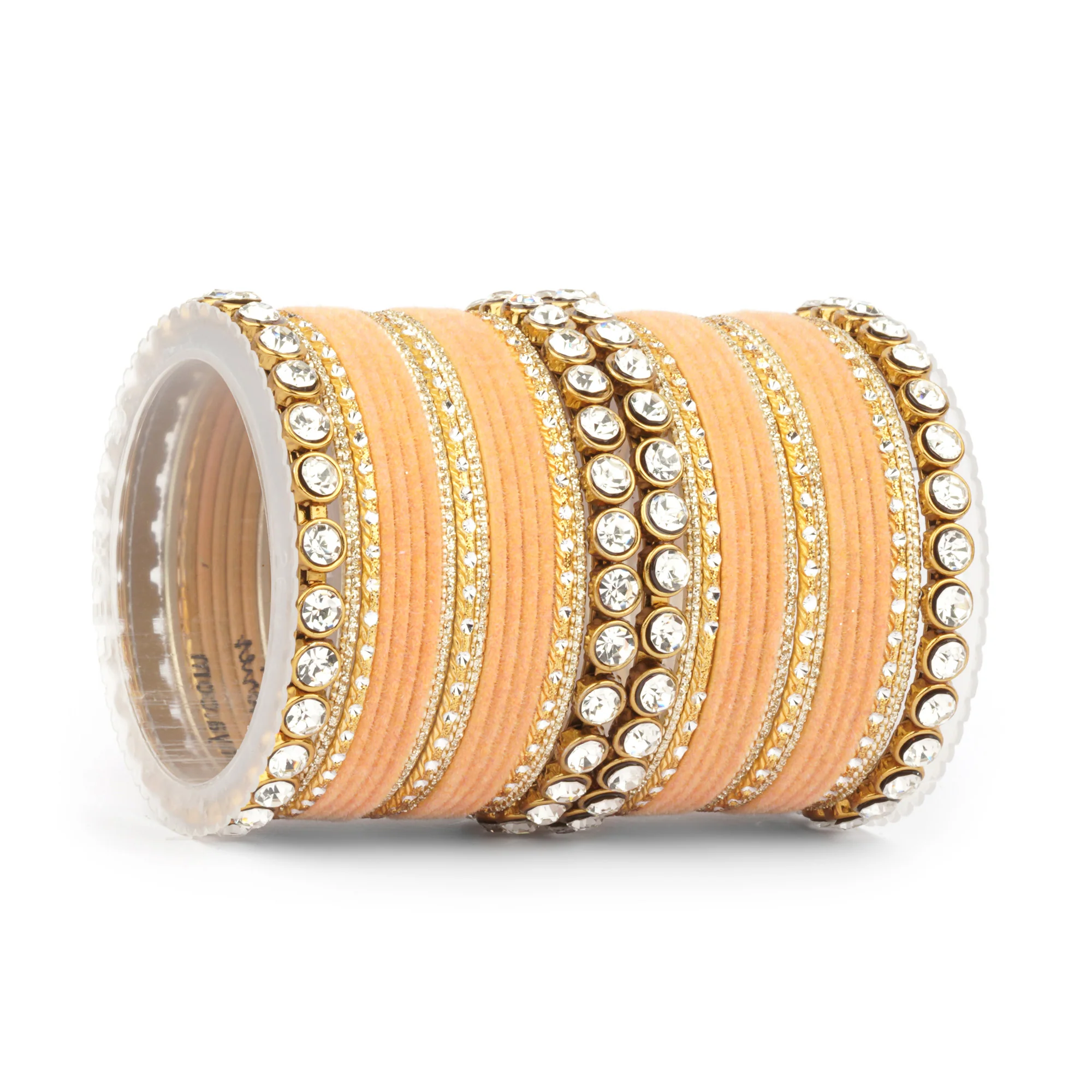 Traditional Velvet Bangle Set by Leshya with Stone Kadas for Women - Image 27