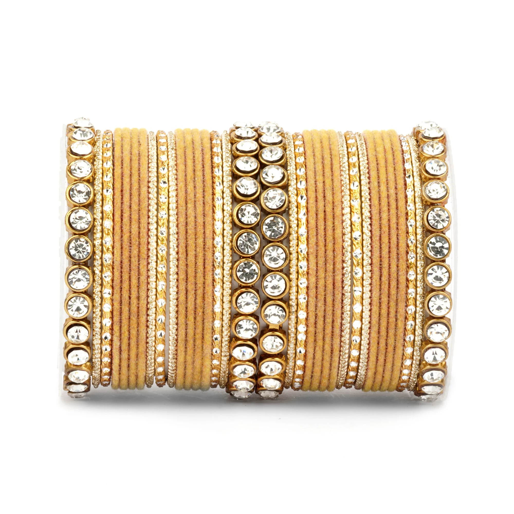 Traditional Velvet Bangle Set by Leshya with Stone Kadas for Women - Image 12