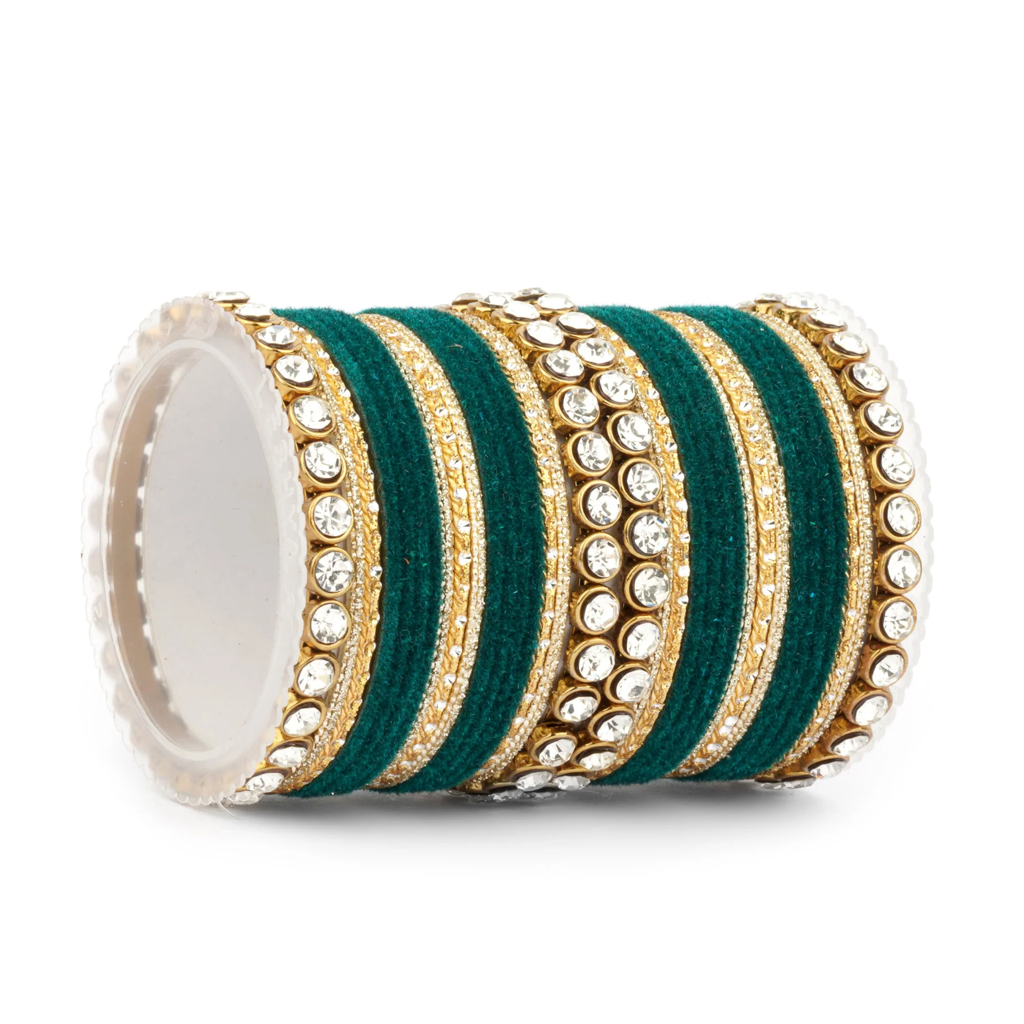 Traditional Velvet Bangle Set by Leshya with Stone Kadas for Women - Image 17