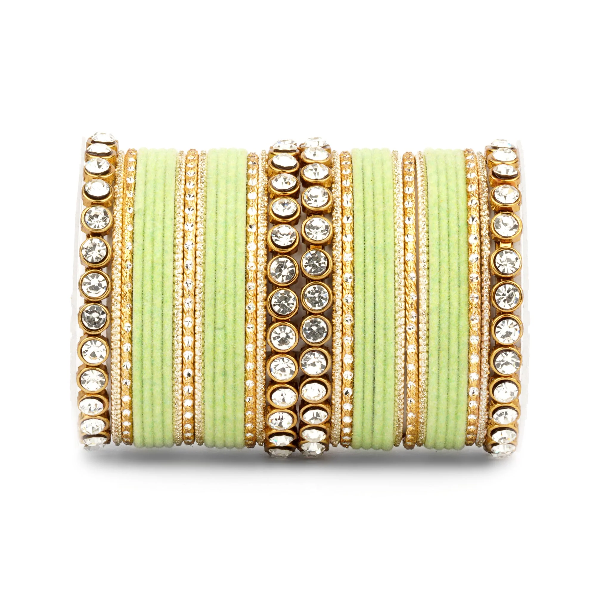 Traditional Velvet Bangle Set by Leshya with Stone Kadas for Women - Image 28