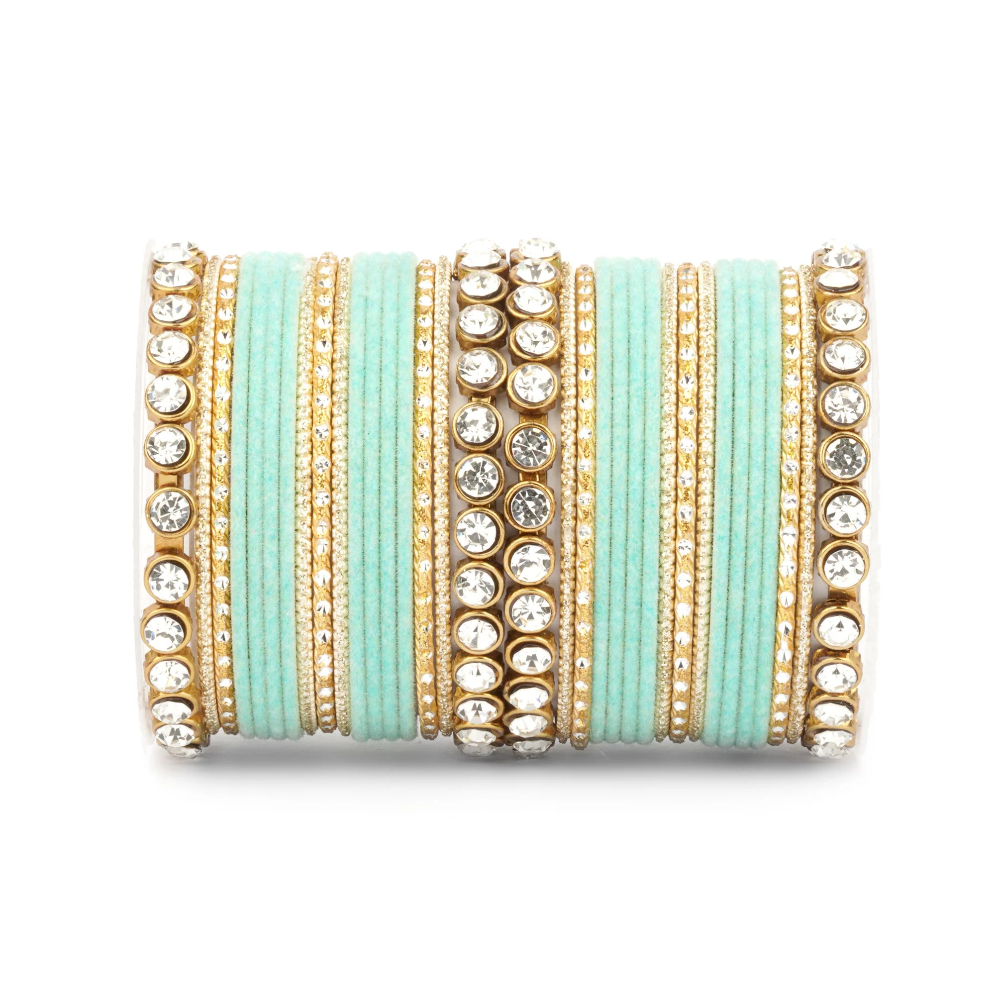Traditional Velvet Bangle Set by Leshya with Stone Kadas for Women - Image 6