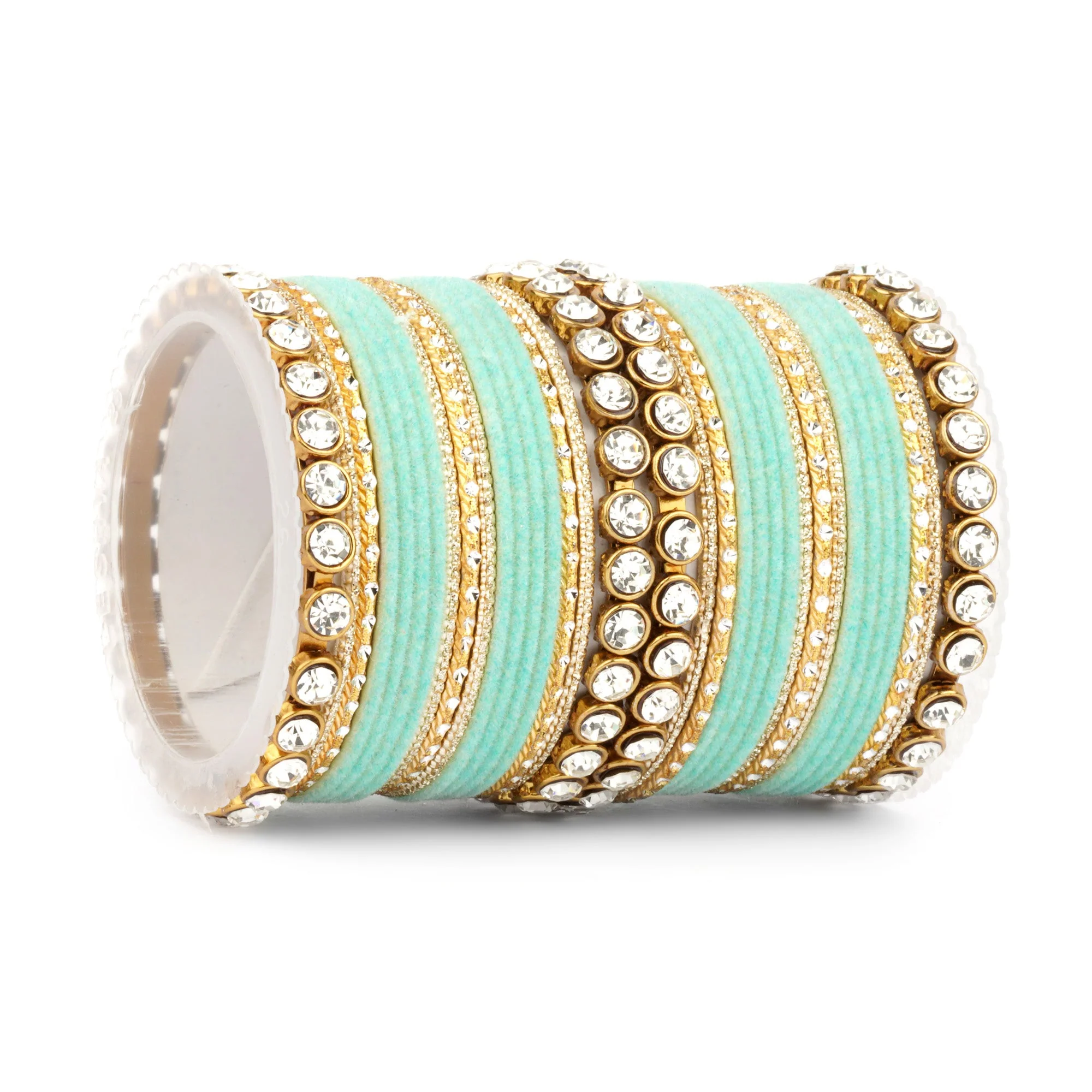 Traditional Velvet Bangle Set by Leshya with Stone Kadas for Women - Image 7