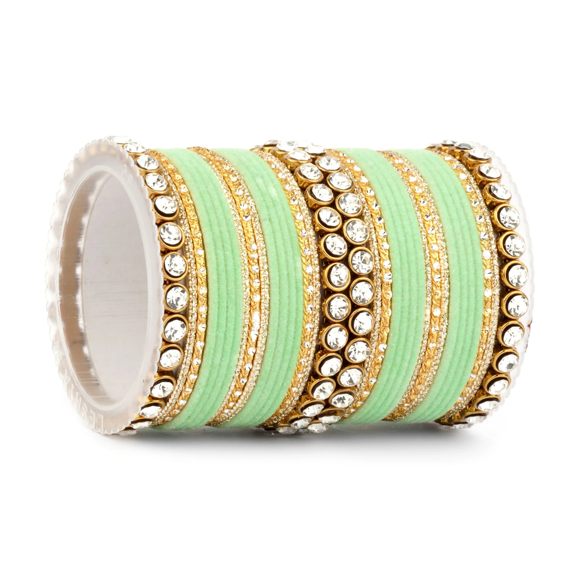 Traditional Velvet Bangle Set by Leshya with Stone Kadas for Women - Image 9