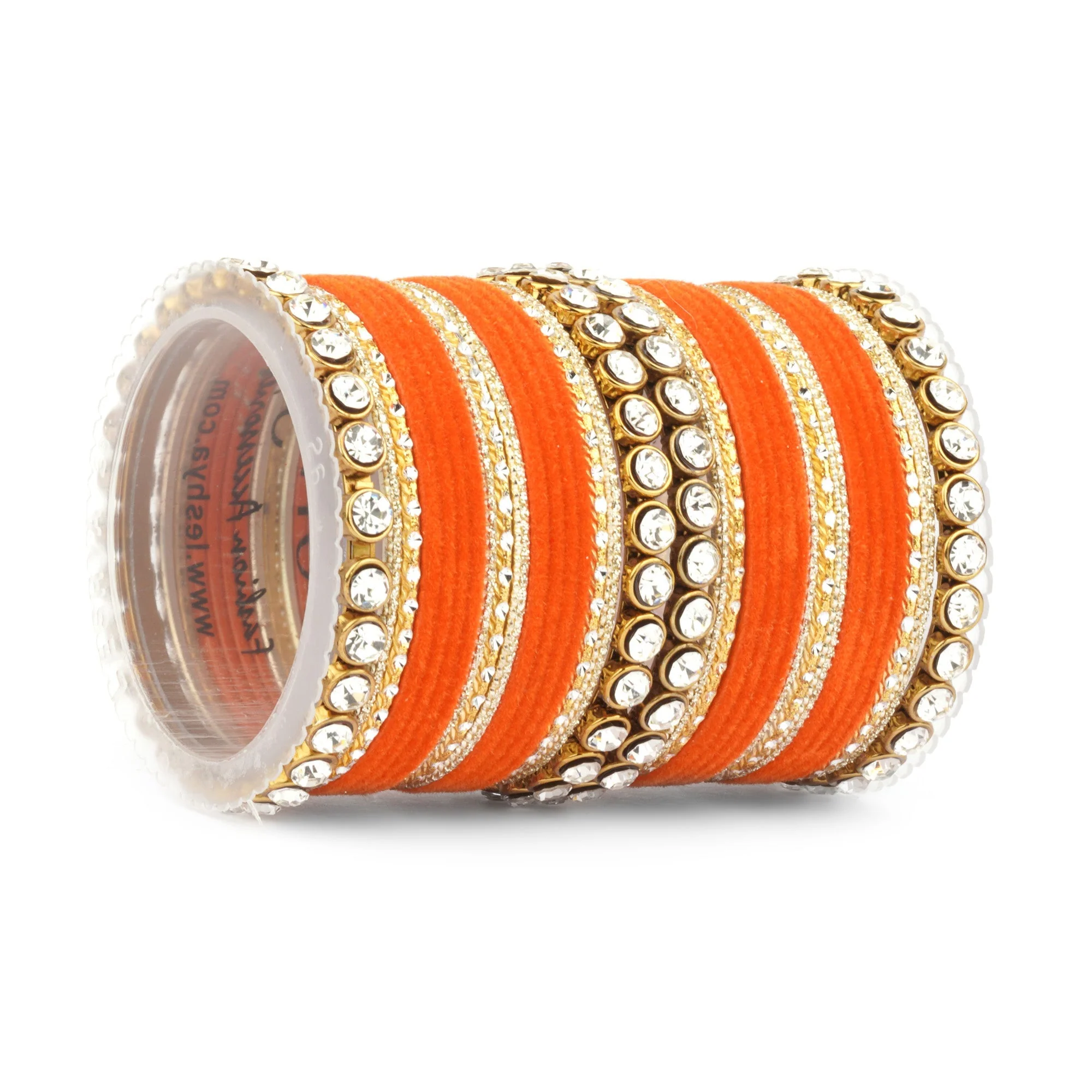Traditional Velvet Bangle Set by Leshya with Stone Kadas for Women - Image 29
