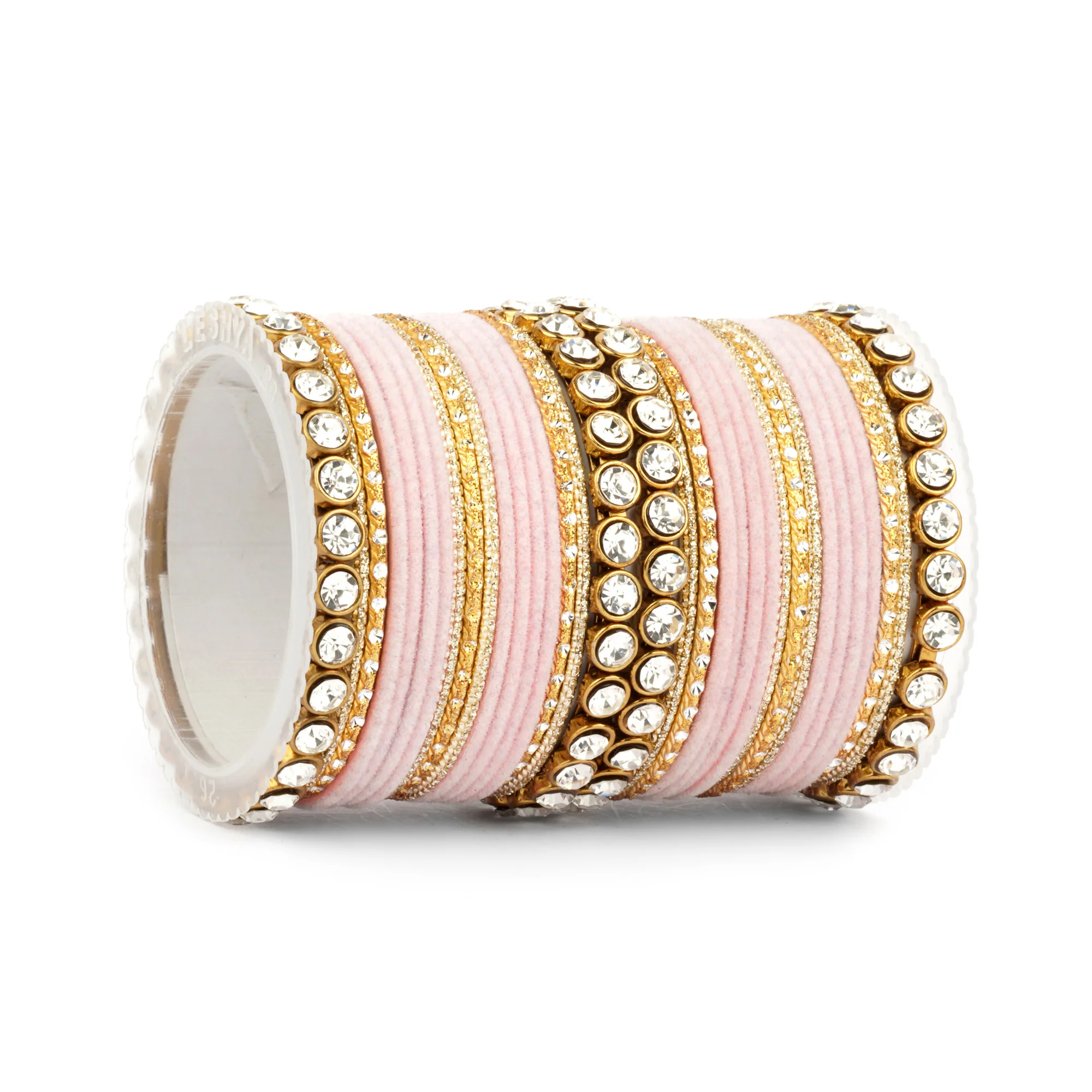 Traditional Velvet Bangle Set by Leshya with Stone Kadas for Women - Image 7