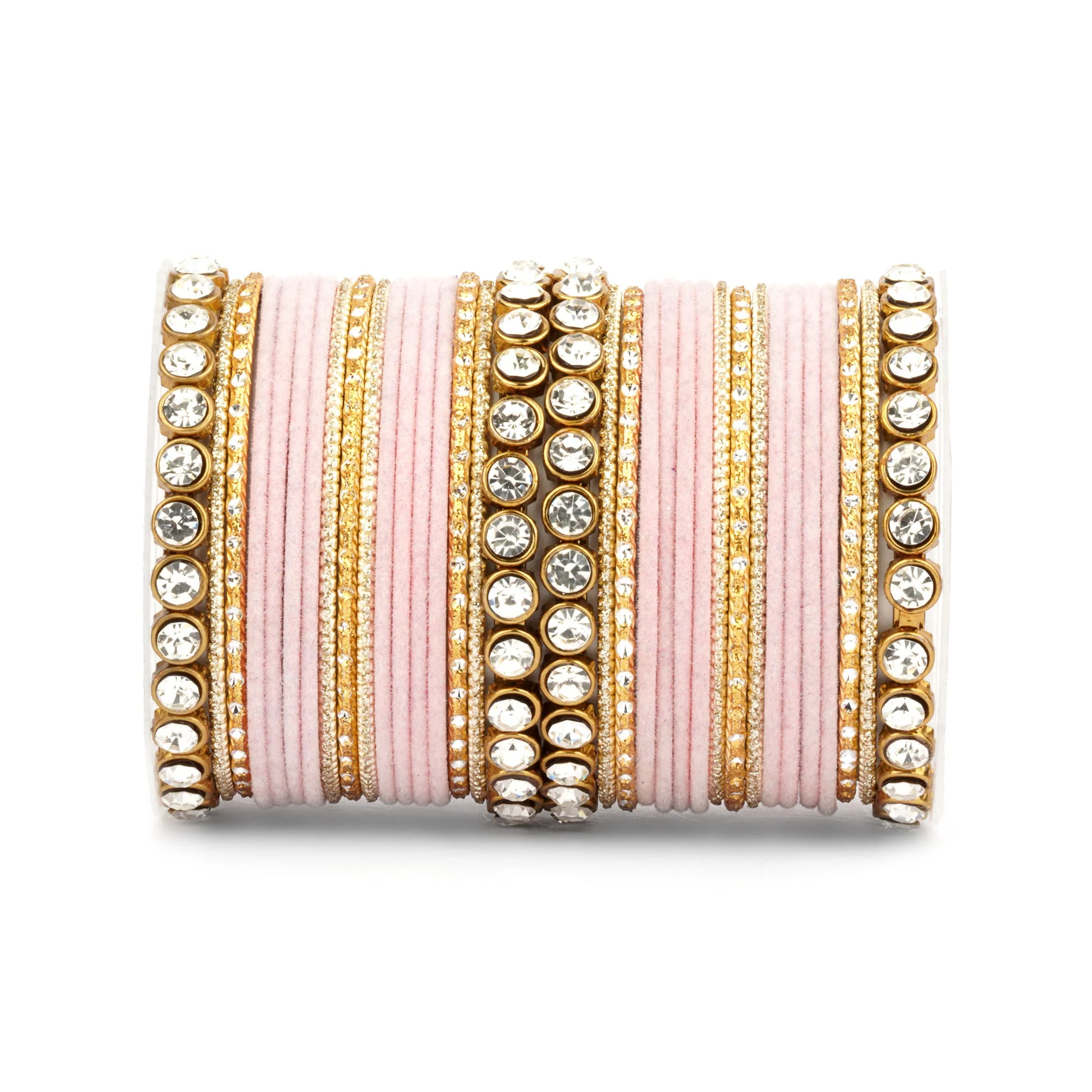 Traditional Velvet Bangle Set by Leshya with Stone Kadas for Women - Image 8