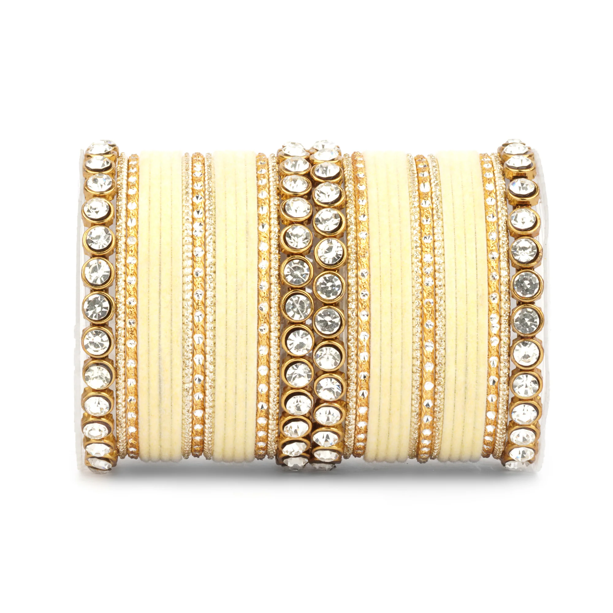Traditional Velvet Bangle Set by Leshya with Stone Kadas for Women - Image 8