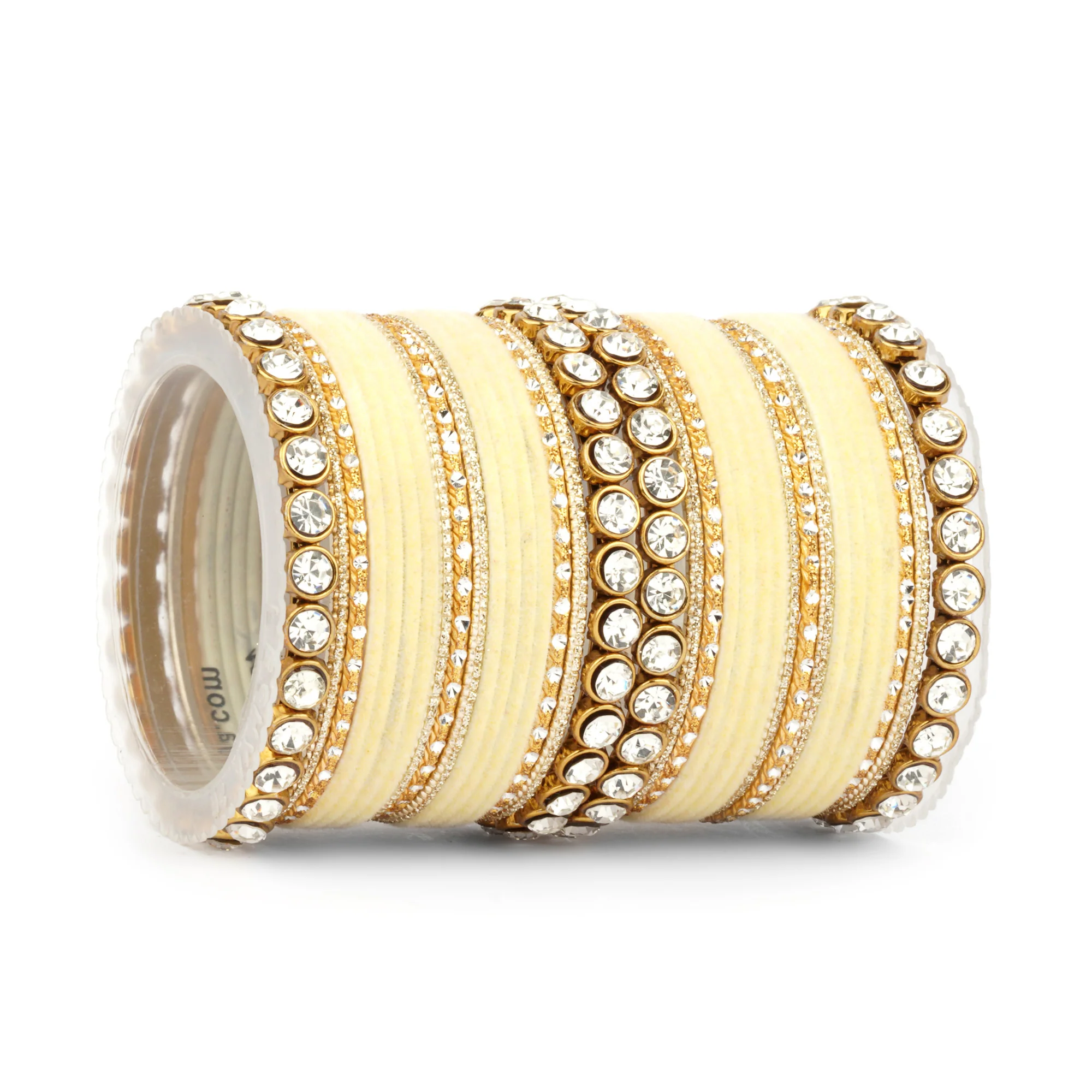 Traditional Velvet Bangle Set by Leshya with Stone Kadas for Women - Image 9