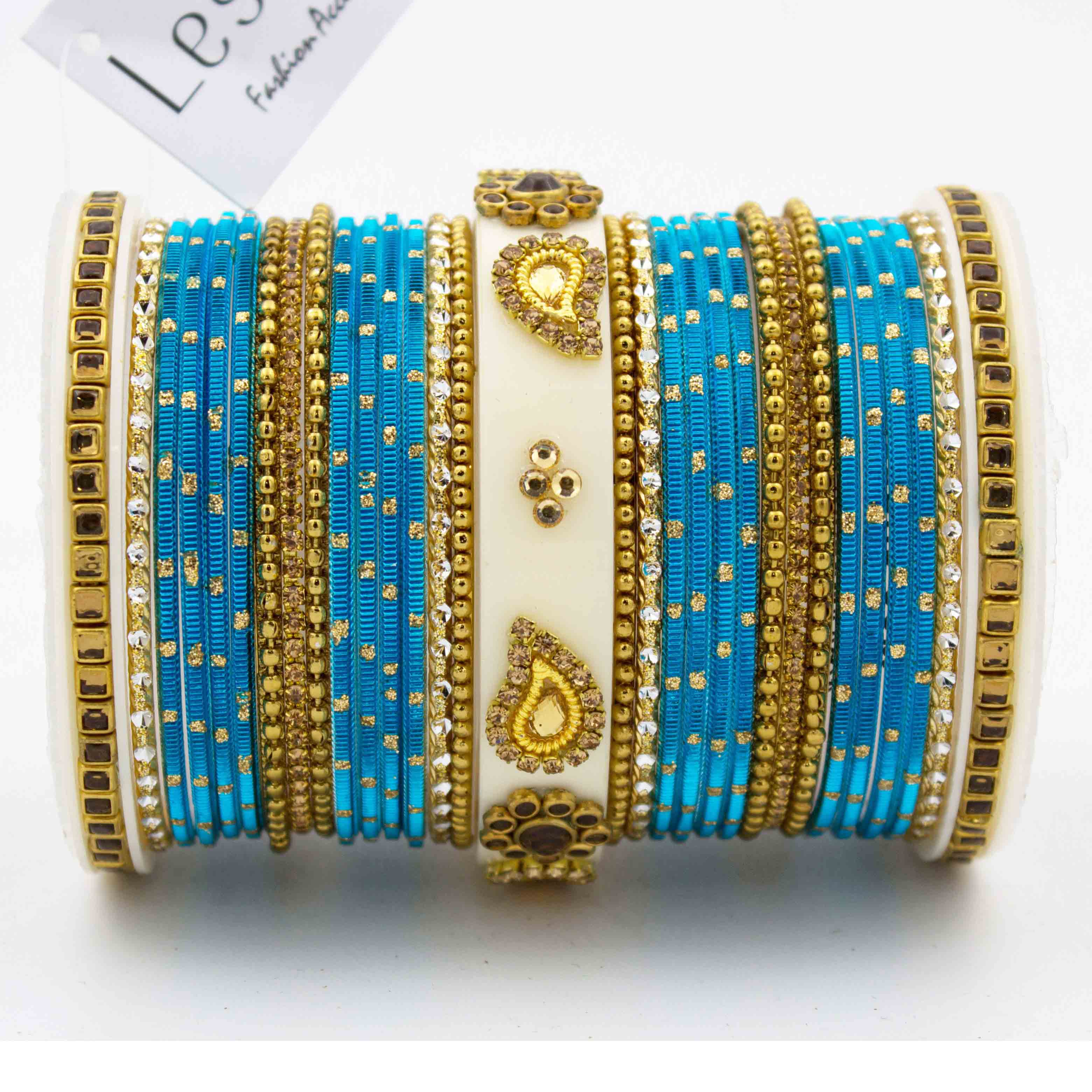 Traditonal Bridal Bangle set with golden dotted design - Image 19