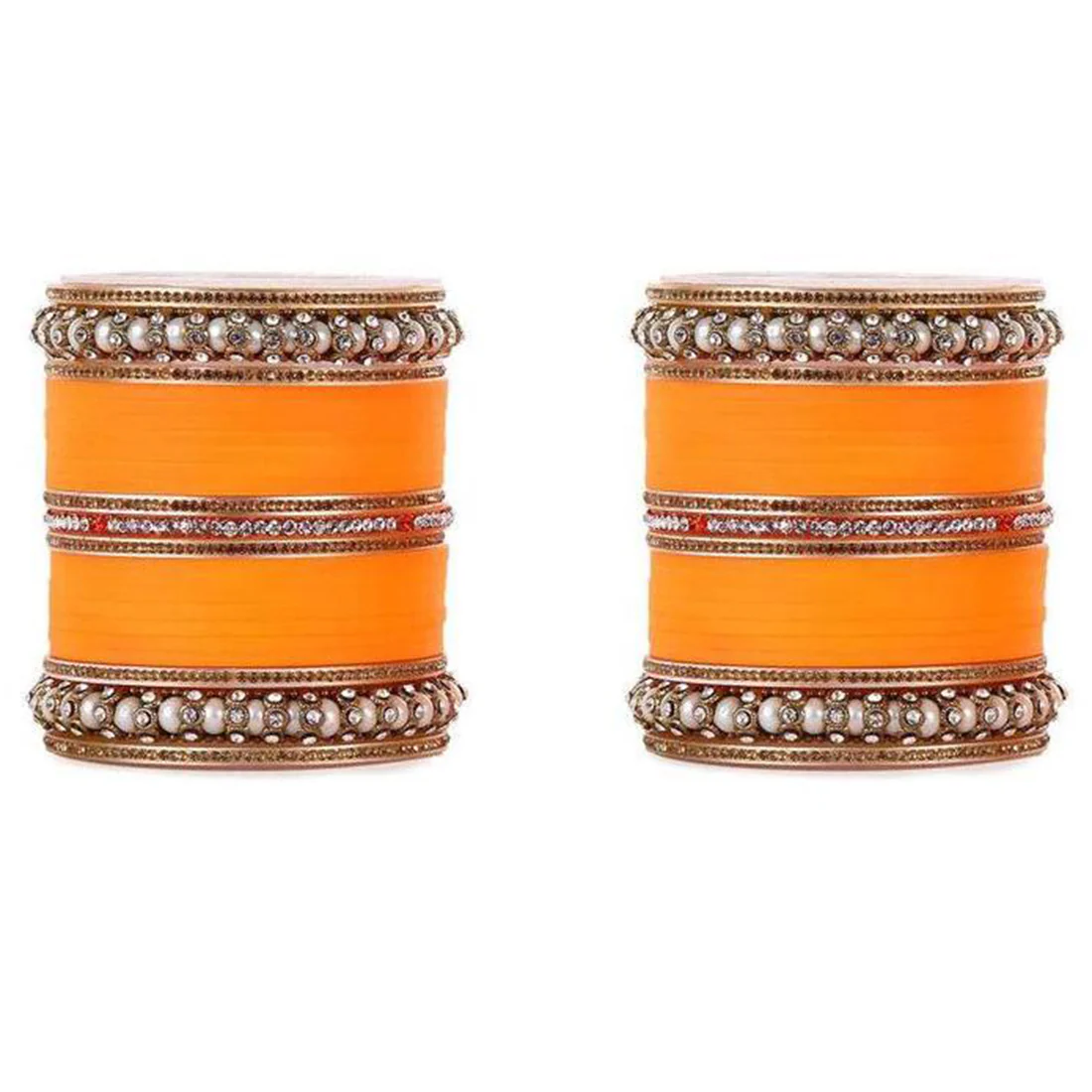 Wedding Chura With Pearl And Stone Kada - Image 3