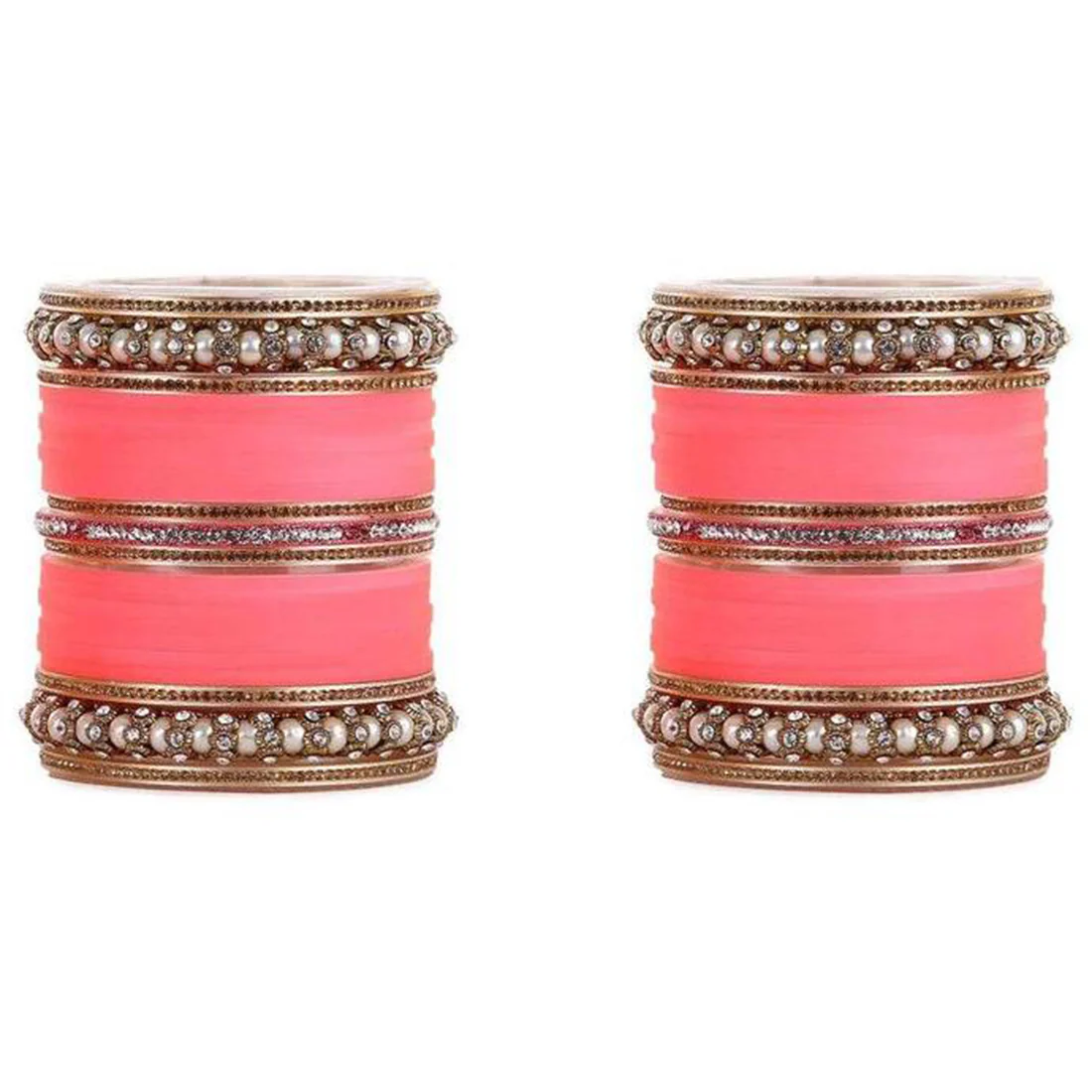 Wedding Chura With Pearl And Stone Kada - Image 5