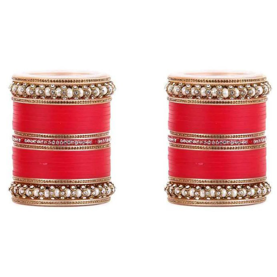 Wedding Chura With Pearl And Stone Kada - Image 6