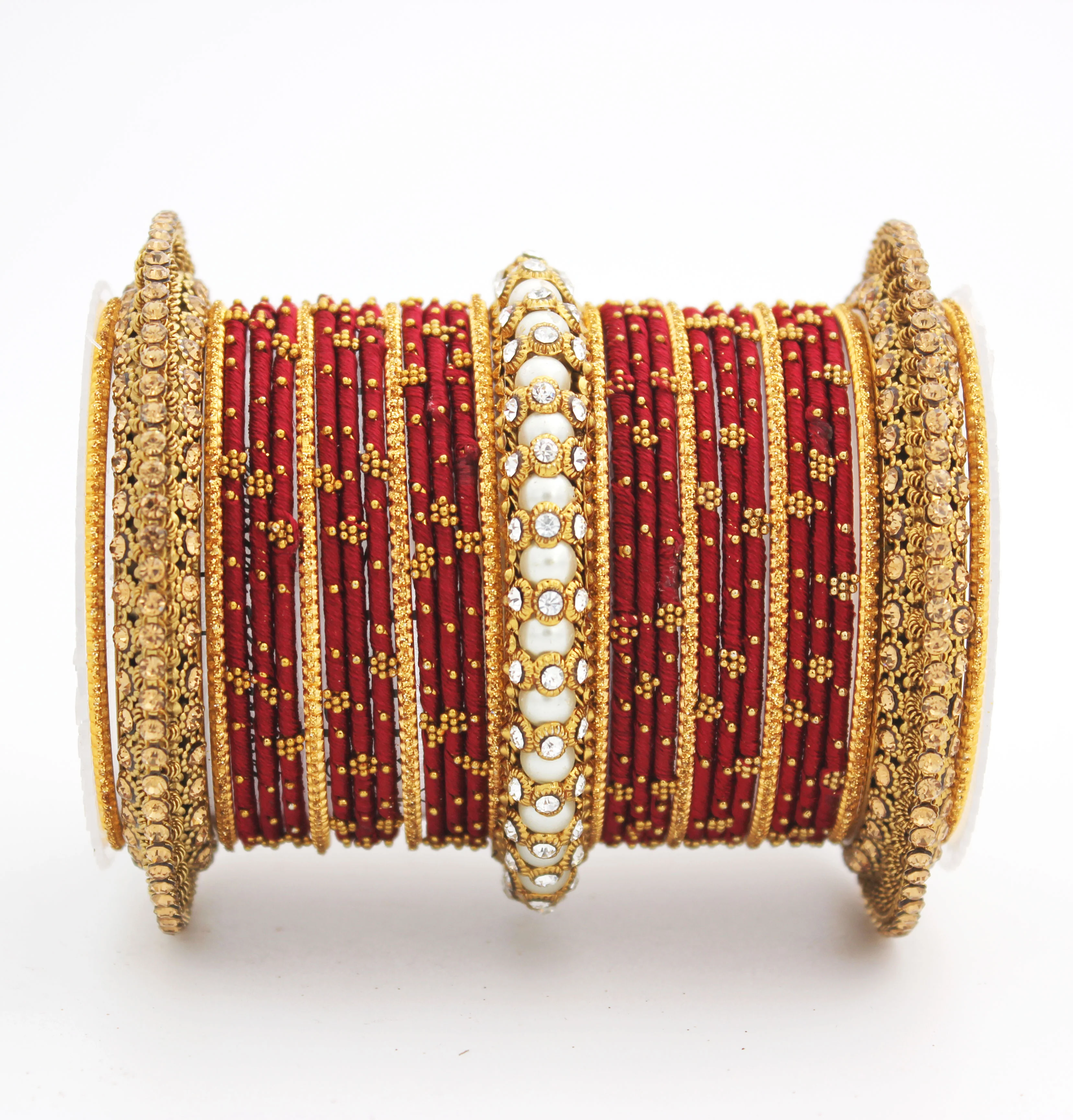 Traditional Thread bangle set with Pearl centre kada by Leshya - Image 15